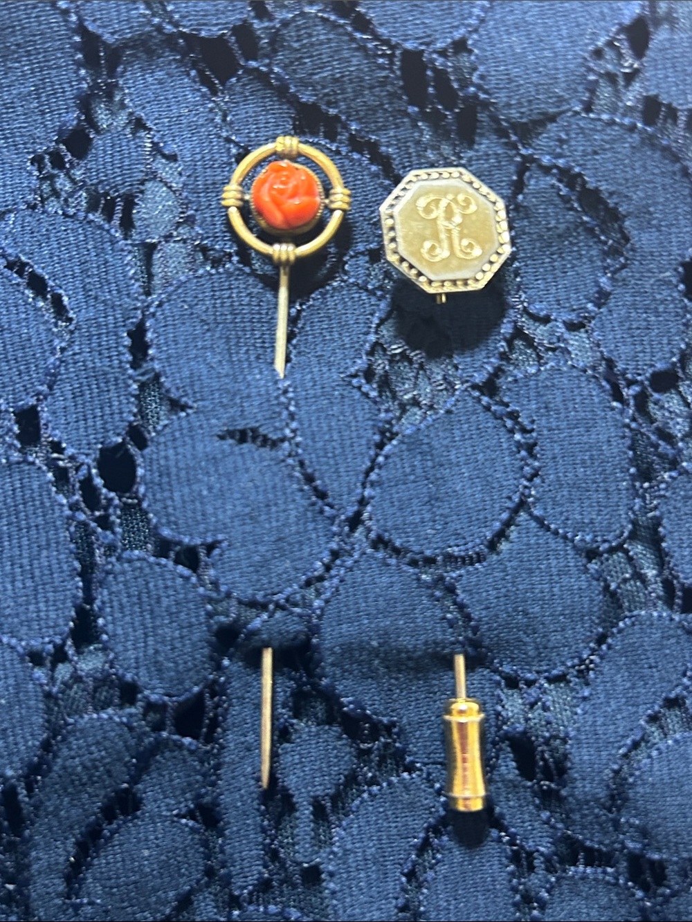 Vintage Antique Gold Tone Stick Pins